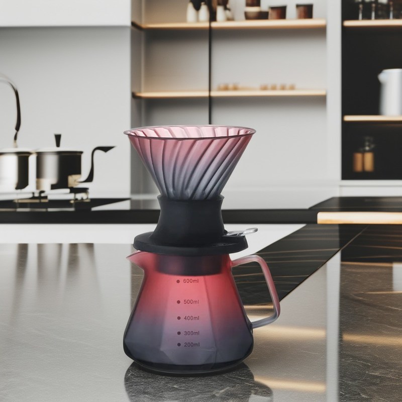 Luxe handgemaakte borosilicaat glas giet koffie thee set met roestvrij staal percolators