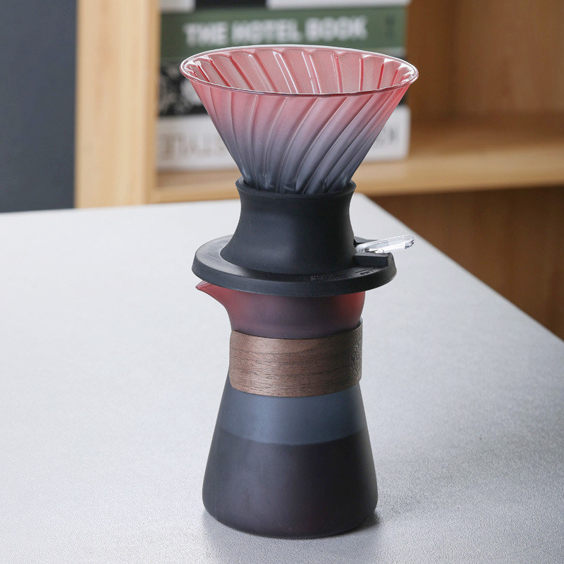 Handdruktype Borosilicaat glas handdruppel koffiepot met filters van roestvrij staal