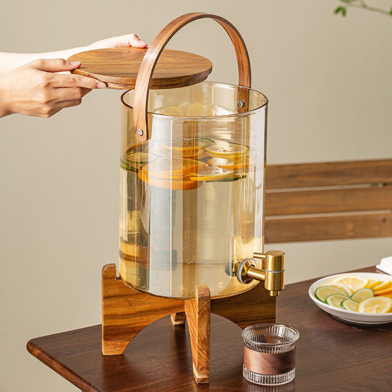 Houten bracket kraan luxe glazen dispenser ideaal voor citroensap thee koffiefeesten
