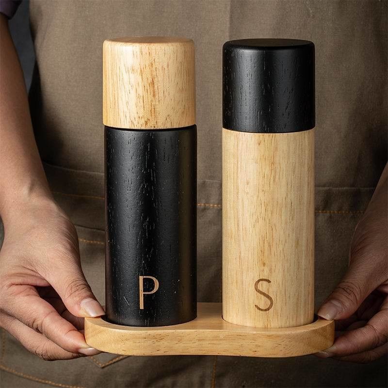 Pepper Mill Zout 7-inch verstelbare keramische kern handmatige eiken houten shakers met grind