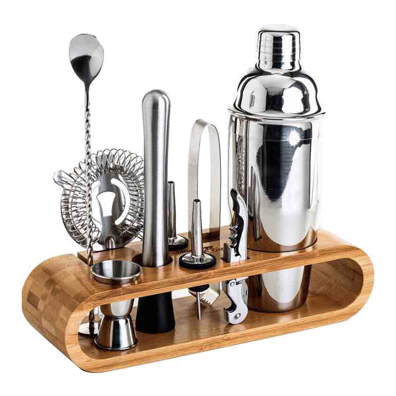 Mixer Cocktail Set Barkeeper Kit van roestvrij staal met vodka dispenser en bamboe tongs