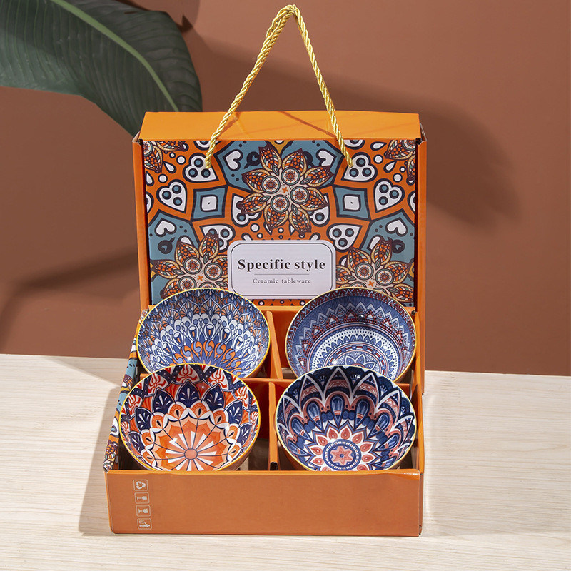 Bohemian Design Keramische eetgerei Set Plaat en schaal tafelgerei voor gezinsgelegenheden